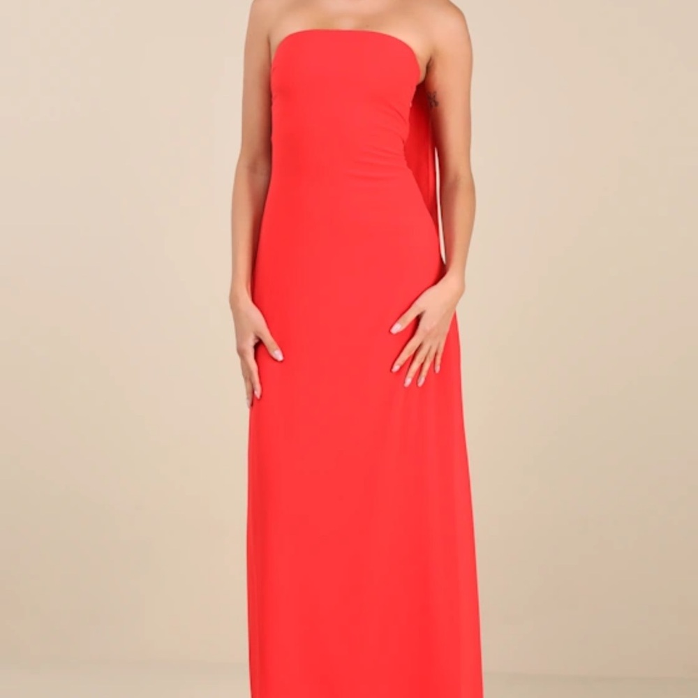 Elegant Strapless Red Dress LuLus